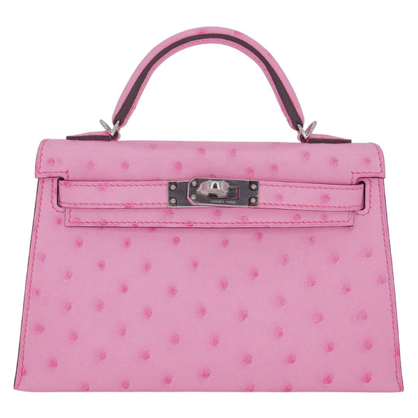 Herm�s Mini Kelly II Bubblegum Ostrich PHW