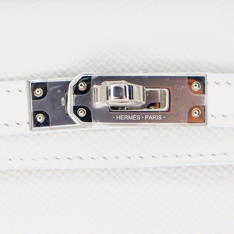 Hermès Kelly II Sellier Mini White Epsom Palladium Hardware