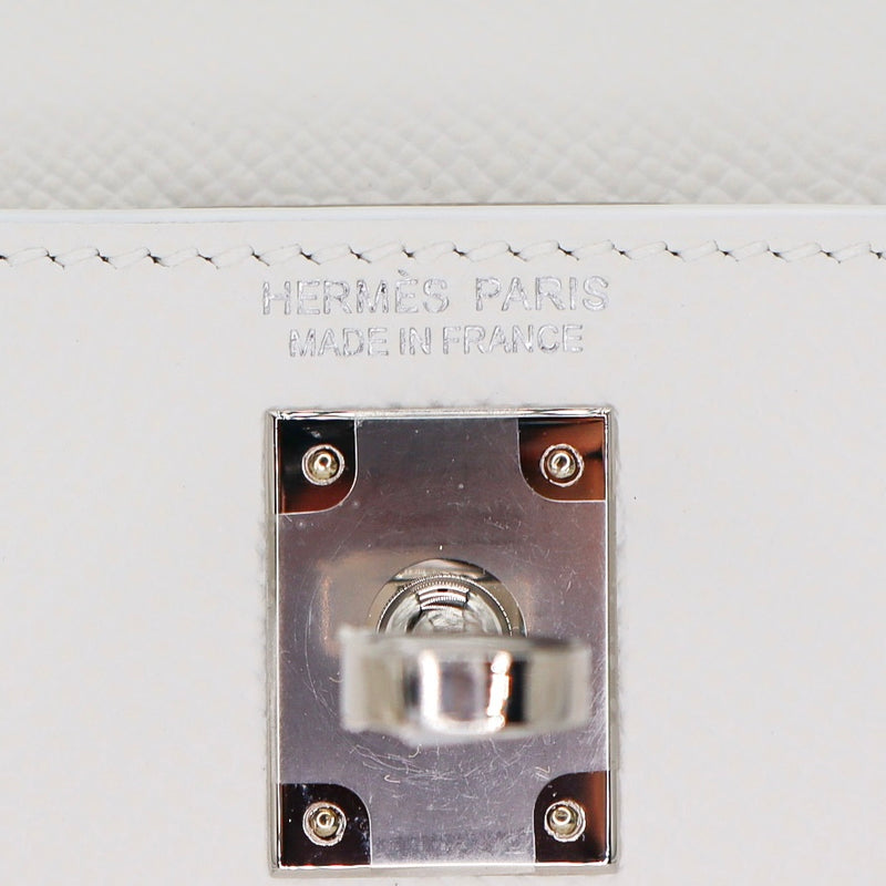 Hermès Kelly II Sellier Mini White Epsom Palladium Hardware