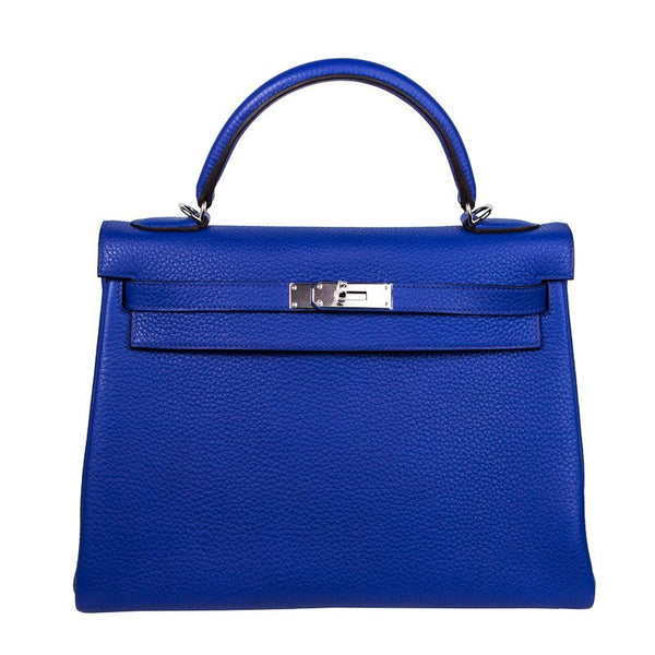 Priv√© Porter - Herm√©s 32cm Kelly Bleu Electrique Clemence PHW