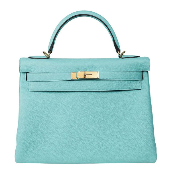 Priv√© Porter - Herm√©s 32cm Kelly Bleu Atoll Togo GHW